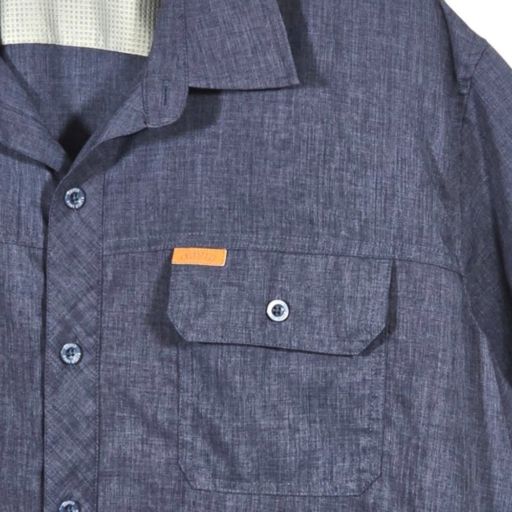 Orvis Short Sleeve  Woven Tech‎ Button Up Shirt  Mens 2XL Navy Blue Outdoor - Picture 5 of 6